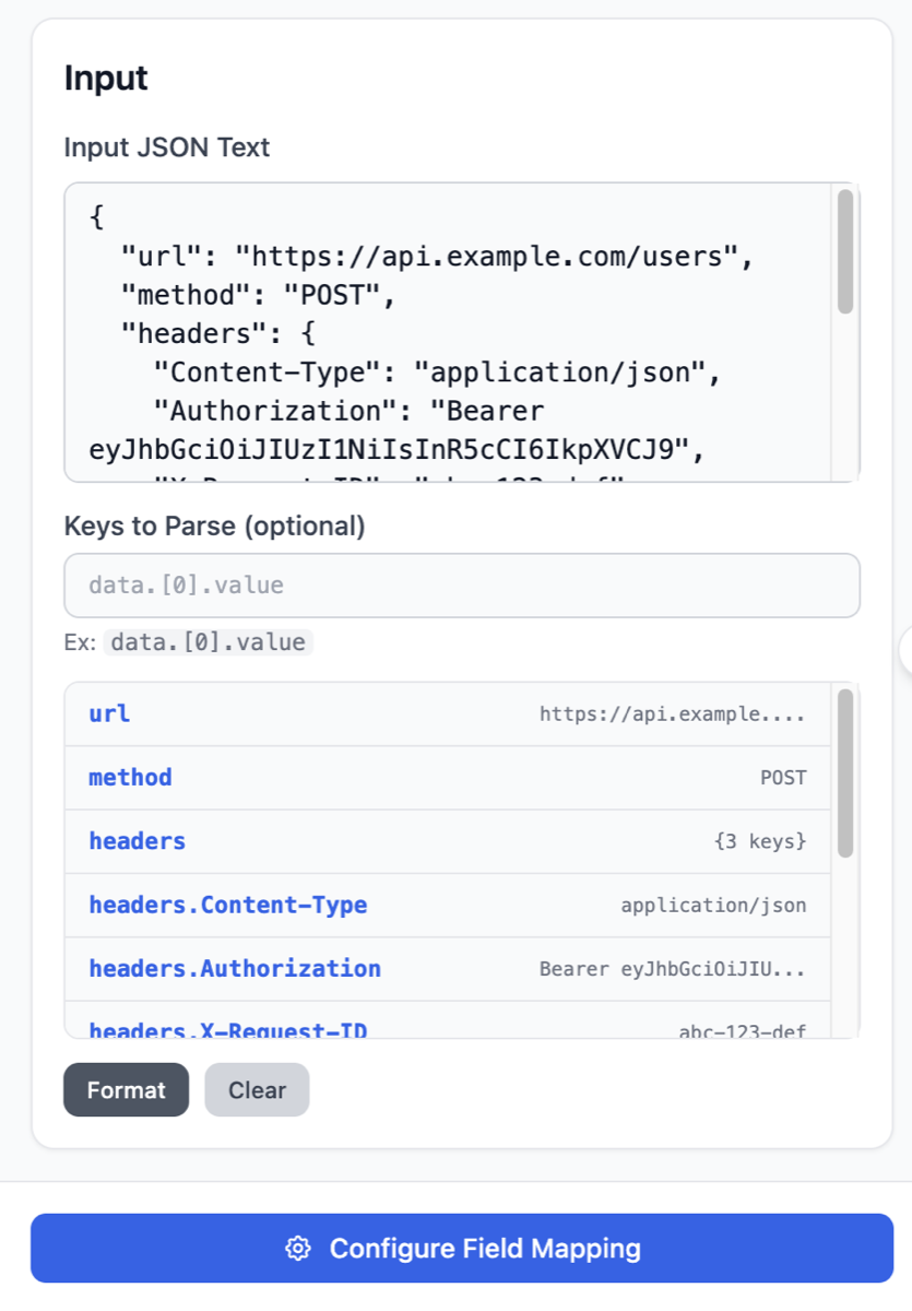 JSON Input with Auto-Detection